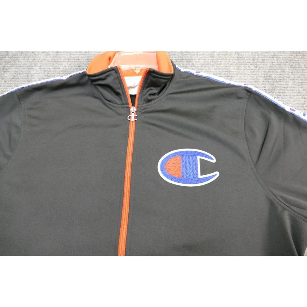 Champion vintage zip up jacket black with red accents size large with embroidery